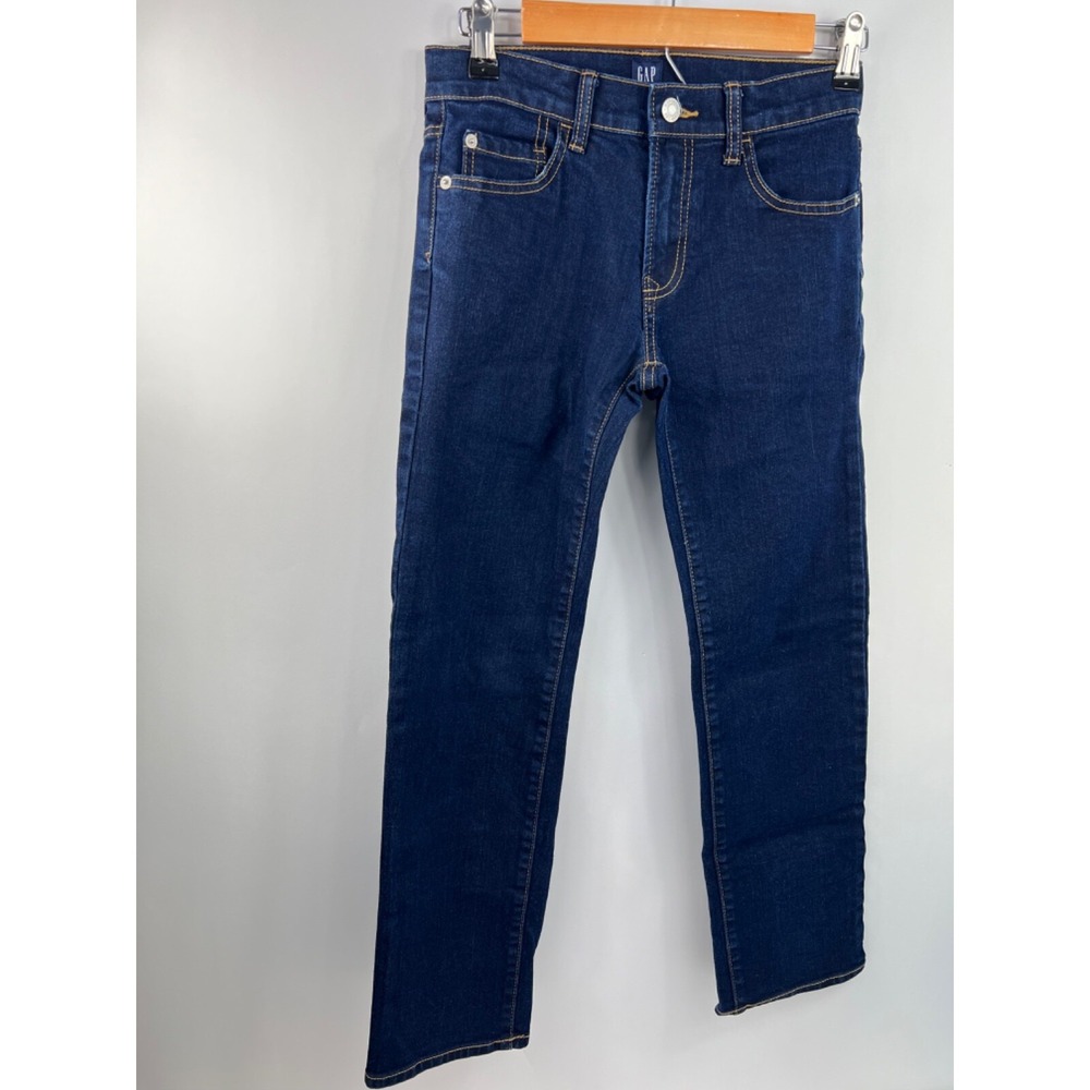 GAP Stretch Straight‎ Leg Jeans Girls' Size 12 Blue Dark Wash 5 Pocket